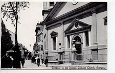 GIBRALTAR - British Territory - Old Postcard Entrance Roman Catholic Church