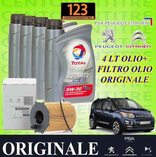 KIT TAGLIANDO 4 FILTRI MISTI 4LT OLIO TOTAL ECS 5W30 PEUGEOT 207 208 2008 Citroen C3 Ii 1 4 1 6 Hdi
