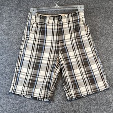 American Eagle Shorts Youth 26 Gray Blue Plaid Chino Khakis Boys