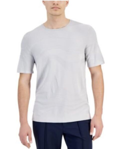 Мужская жаккардовая футболка Alfani с коротким рукавом в тон волне серого цвета большого размера