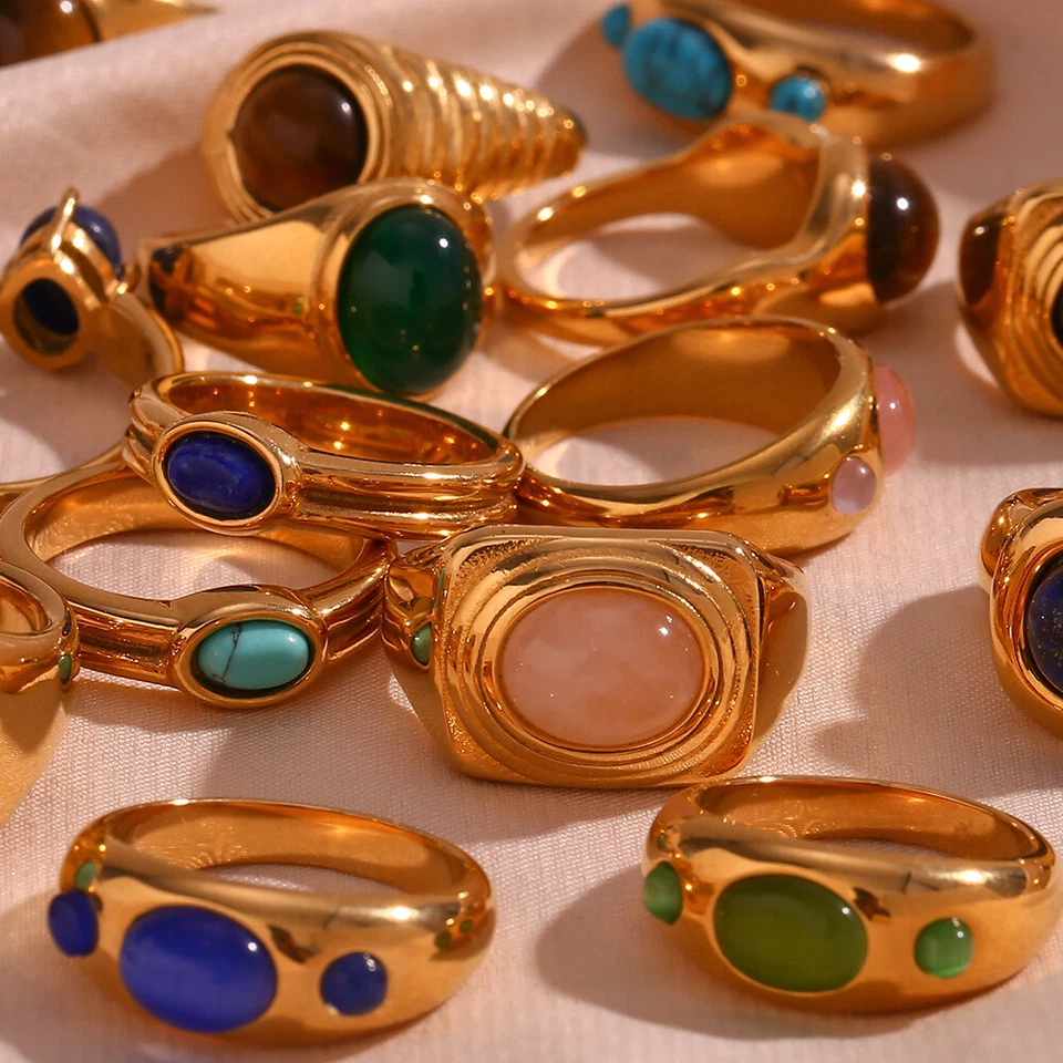 Mujeres Niña Chapado en Oro Grueso Anillo Apilable Nudillo Midi Acero Inoxidable Regalo Foto 4 de 4