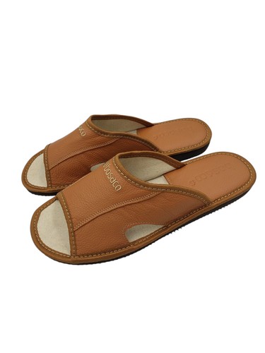 Slippers Men's Natural Leather Flip Flops Home Flip Flops Bosaco Open Toe 40-46 - Picture 8 of 10