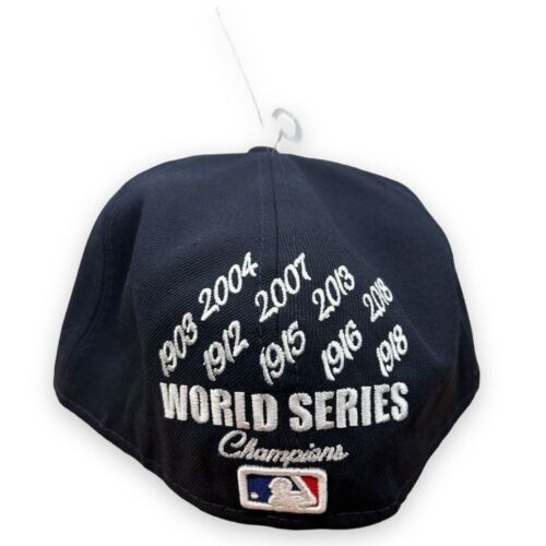 Sombrero ajustado de los Medias Rojas de Boston adulto 7 3/4 corona azul marino 9X campeones MLB New Era 59FIFTY - Imagen 3 de 6