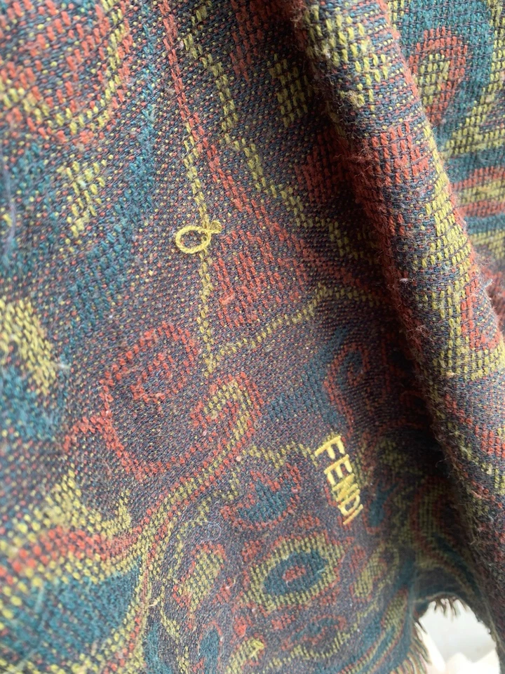 FENDI PAISLEY BOHEMIO VERDE ACRÍLICO bufanda chal 55/58 en HECHO EN ITALIA #A47 Foto 2 de 4