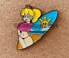 Surfer Princess Peach Custom Made Pin Brooch Lapel Hard Enamel