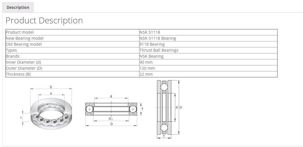 NSK 51118 Thrust Ball Bearings Single Row 90x120x22mm | eBay
