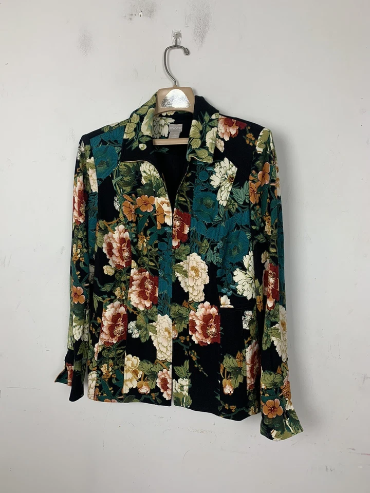 Blazer Mujer Chicos Talla 1 8-10 Floral Oscuro Bosque Verde Rosa Romántico Fecha Noche Foto 2 de 4