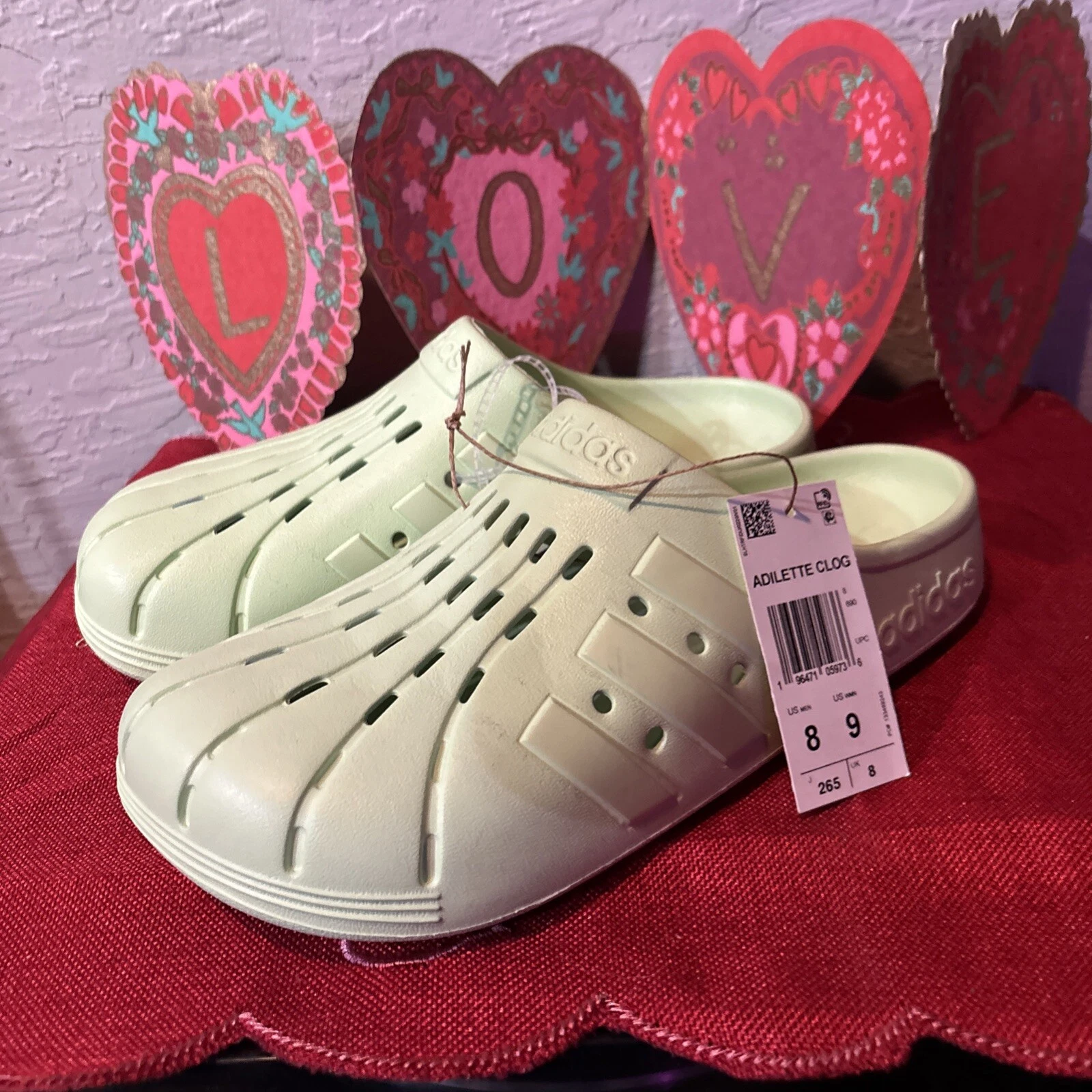 ADIDAS Adilette zoccoli scarpe slip on sandali verde FY8970 uomo taglia 8 uomo 9 donna