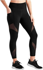 MEMBER'S MARK Black Stretch-Knit Mesh High-Rise Compression Ankle Leggings XL