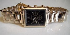 WOMEN'S GOLD FINISH BLACK DIAL FASHION BOYFRIEND DRESSY CASUAL WRIST WATCH