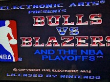 Bulls vs Blazers and the NBA Playoffs Super Nintendo SNES Cart TESTED