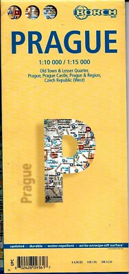 Map of Prague, Czech Republic, Laminated & Folded by Borch Maps