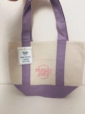 Trader Joes Spring 2025 Mini Pastel Canvas Tote Bag - Purple