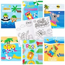 24pcs Summer Beach Coloring Books Including Watermelon Pineapple Coconut Flaming