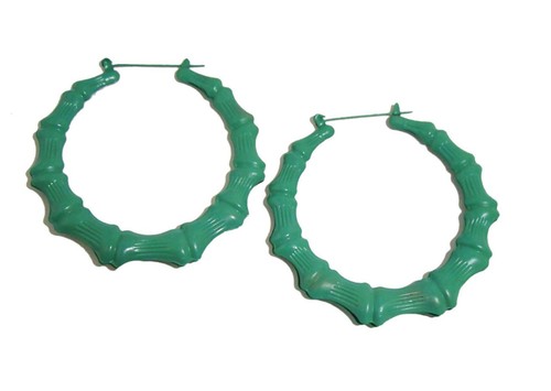 Big Hoop Earrings, Color Bamboo Hoop Earrings, 2.75 Inch - Foto 3 di 7