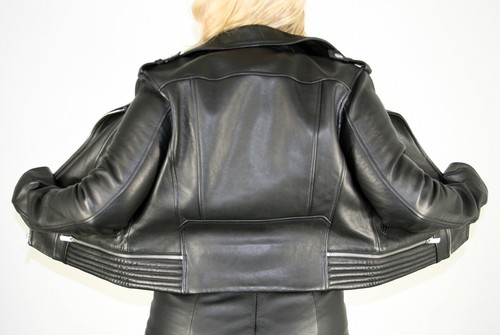 Brand New Maje Leather Biker Moto Jacket Size 42 Large 10 12 L - Picture 2 of 9