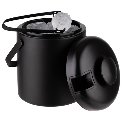 APS Eiseimer-Set, Eisw?rfelbeh?lter, ? 14 cm, H?he 22 cm, 1,3 Liter, Edelstahl