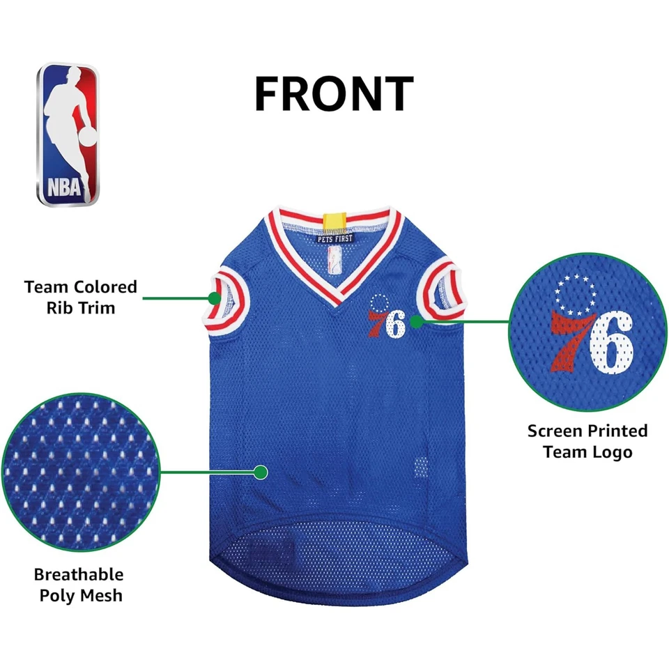 Pets First NBA 球队网眼球衣狗和猫运动舒适狗球衣 — 第 3/4 张图片