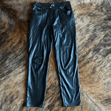 Vintage VN Votre Nom Black Faux Leather High Rise Striaght Leg Jean Style Pants