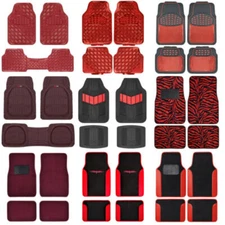 All Weather Heavy Duty Universal Red Car Floor Mats for Auto Van Truck SUV