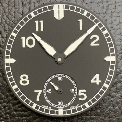 PILOT DIAL + HANDS SET FOR ETA 6498-1 D= 38.2mm BLACK WHITE TIP 6498 UNITAS NEW