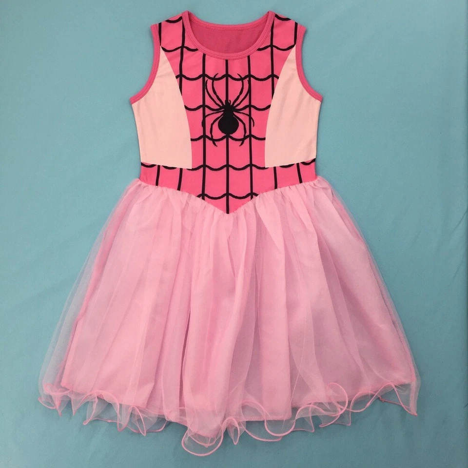 Spider-Girl Fancy Dress Kids Spider-man Cosplay Costume Party + Mask Halloween - Image 4 of 4