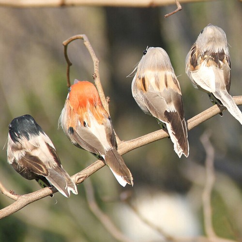 Gray fake birds artificial foam feathers sparrow home party wedding~$z - Picture 1 of 11