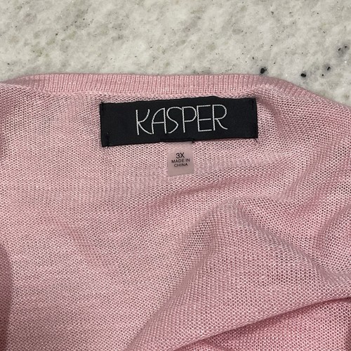 Kasper Women's Open Front Cardigan Sweater Plus 3x Career Casual Pink Tutu Linen - Picture 8 of 8