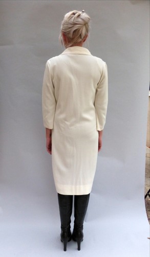 Cappotto doppio petto vintage anni '60 mod lavorato a maglia bianca di Butessa - Foto 4 di 6