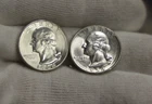 (2) 1954 S US Washington Quarters 25c Nice Unc From Original Roll..