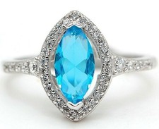 2CT Blue Topaz  Topaz 925 Solid Sterling Silver Ring Sz 7 UB4-5