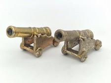 2 x Vintage Miniature Brass Cannons Collectables