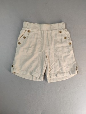 Marissa Olivia Womens Shorts Small Brown Linen Blend Button Accent Stretch