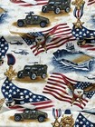 New ListingMilitary Equipment And More Cotton Fabric Fci, 2007 2 Yards Flags Planes Medals