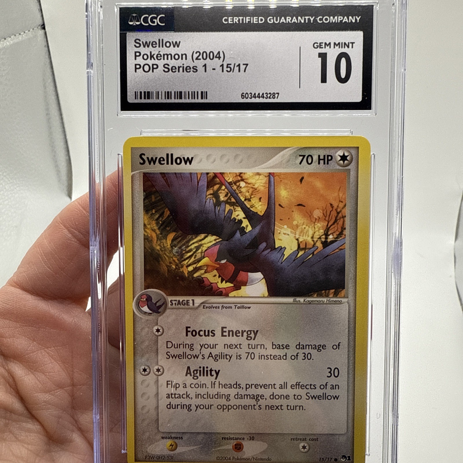 Swellow 15/17 - CGC Gem Mint 10 - POP Series 1 - Pokemon TCG 2004 Vintage