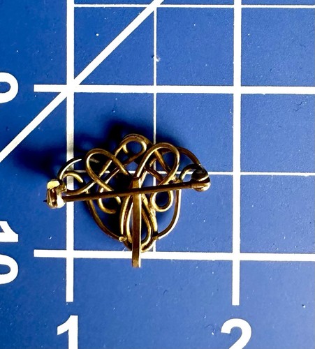 Vintage antike viktorianische goldfarbene arabeske Brosche Anstecknadel - Bild 5 von 5