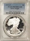 1995-P $1 PROOF AMERICAN SILVER EAGLE, 1 OZ .999 – PCGS PR-70 DEEP CAMEO, TOUGH!