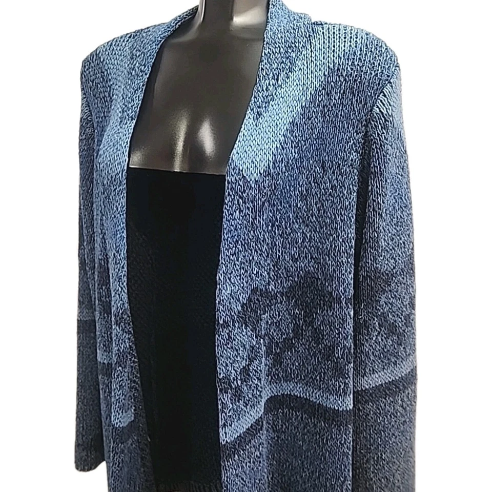 Cardigã suéter Orvis azul algodão tamanho XL asteca frente aberta robusta camisa de malha - Imagem 3 de 4