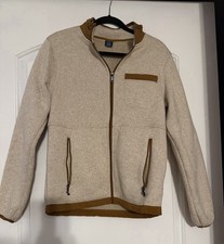 George Sherpa Fleece Jacket Mens Small Beige Full Zip Warm Casual Coat