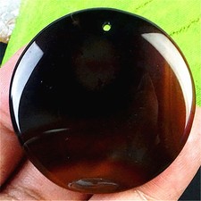 BR12044 46x5mm Natural Sardonyx Agate Round Pendant Bead