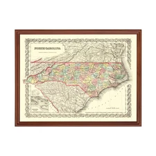 Old Map of North Carolina 1856 - Vintage North Carolina Art