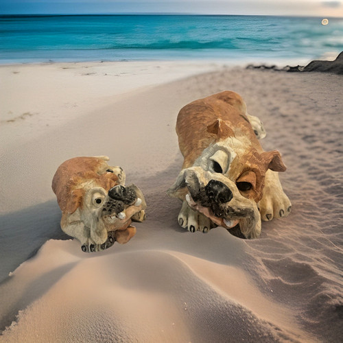 Classic Critters Miniature Tan and White Bull Dogs! Pup With Mom