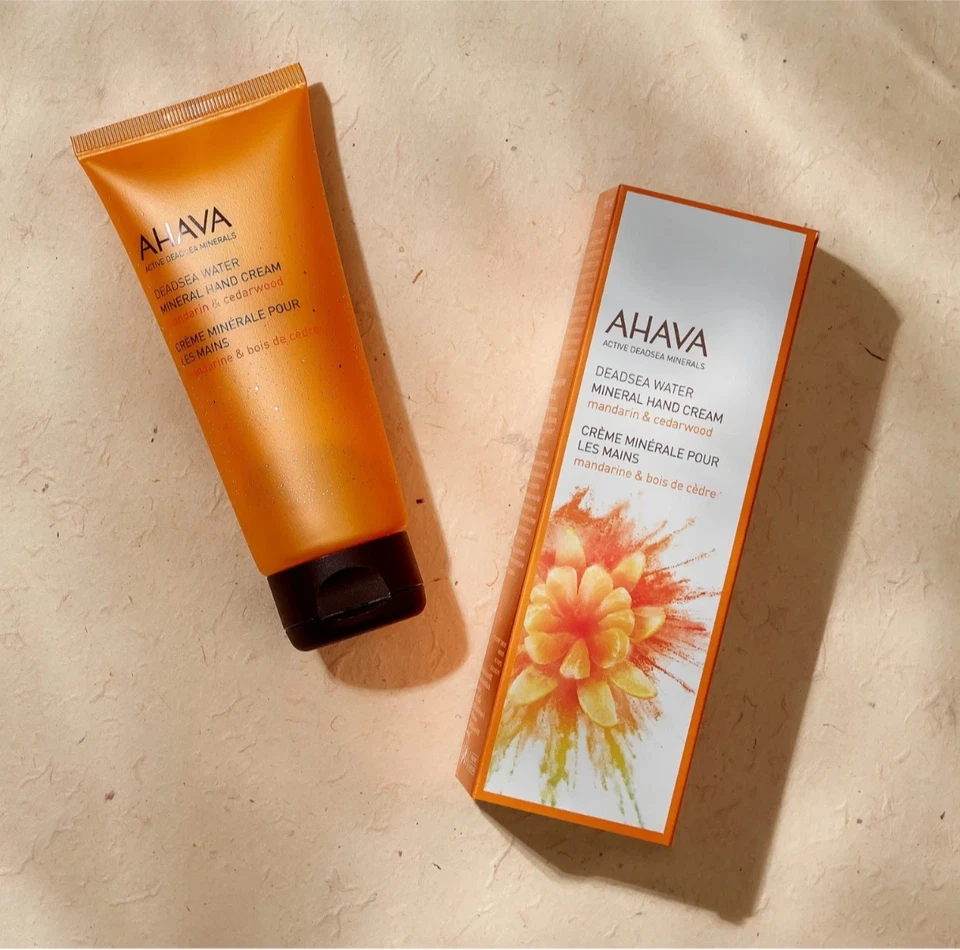 Crema de manos mineral del Mar Muerto AHAVA mandarina y madera de cedro 3,4 OZ ¡NUEVA! Foto 2 de 3