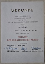 Urkunde f&uuml;r Ehrentitel AKTIVIST DER SOZIALISTISCHEN ARBEIT aus Havelberg