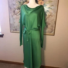 Sz XS/S KES The Lia Dress 100% Silk Kelly Green