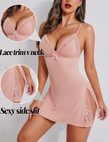 Women's Lingerie Sexy Nightwear Spaghetti Strap Nightgown Babydoll Chemise