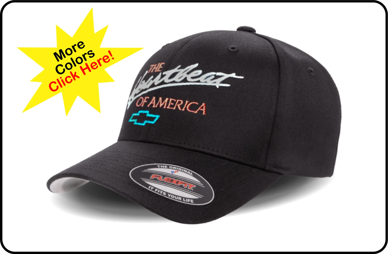 Classic Chevy "The Heartbeat Of America" WHB Logo - Flexfit Hat/Cap - S/M & L/XL