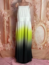 White to Lime Ombre Spaghetti-Strap Maxi Dress