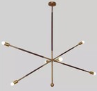 6 Lights Tandem Modern Pendant Fixture Light Sputnik Brass Chandelier Lamp