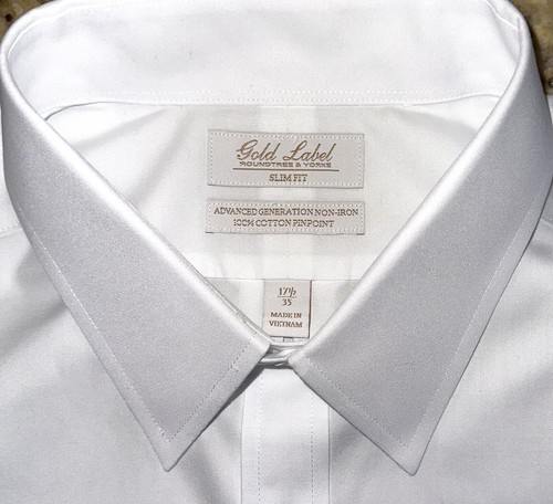 Roundtree & Yorke Gold Label Men’s White Non Iron Slim Fit L/S Shirt 17.5x35 NWT